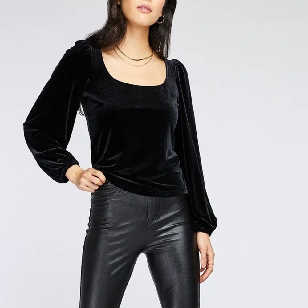 NWT Gentle Fawn Ariana 1X Black Velvet Blouse